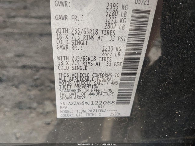 2021 NISSAN MURANO 5N1AZ2AS9MC122068 Photo 8