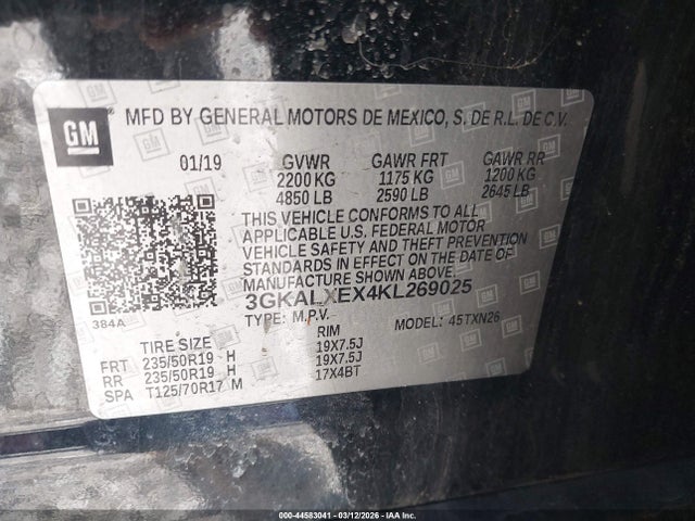 2019 Gmc Terrain Denali მანქანა იყიდება აუქციონზე, vin: 3GKALXEX4KL269025, აუქციონის ნომერი: 44583041
