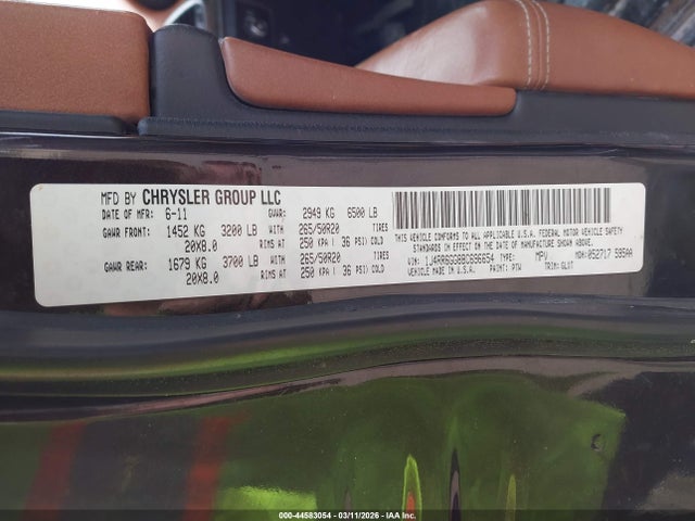 Продаж на аукціоні авто 2011 Jeep Grand Cherokee Overland, vin: 1J4RR6GG8BC696654, номер лоту: 44583054