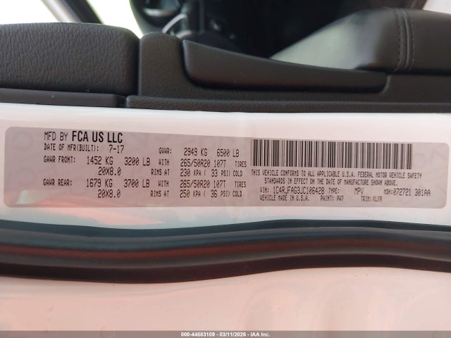 Aukcja sprzedaży 2018 Jeep Grand Cherokee Altitude 4x4, vin: 1C4RJFAG3JC106428, numer aukcji: 44583109