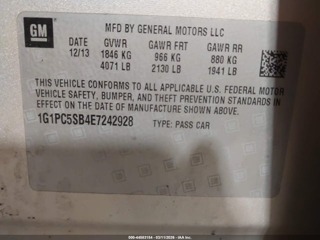 2014 CHEVROLET CRUZE 1G1PC5SB4E7242928 Photo 8