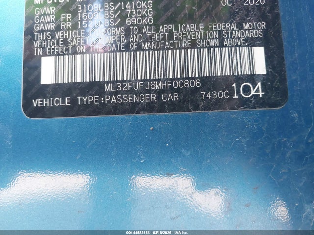 Aukcja sprzedaży 2021 Mitsubishi Mirage G4, vin: ML32FUFJ6MHF00806, numer aukcji: 44583158