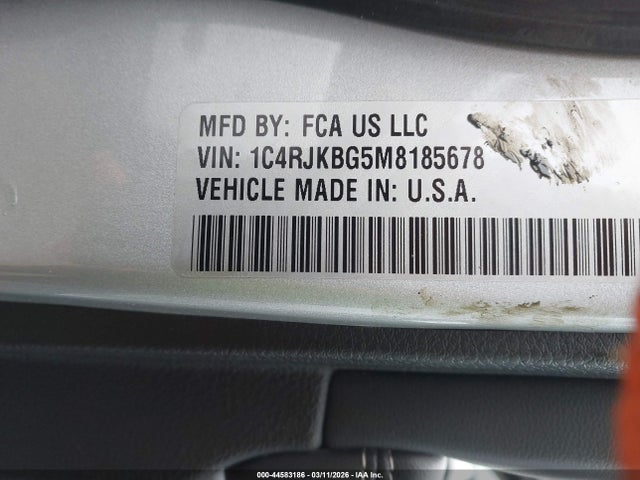 Продаж на аукціоні авто 2021 Jeep Grand Cherokee L Limited 4x4, vin: 1C4RJKBG5M8185678, номер лоту: 44583186