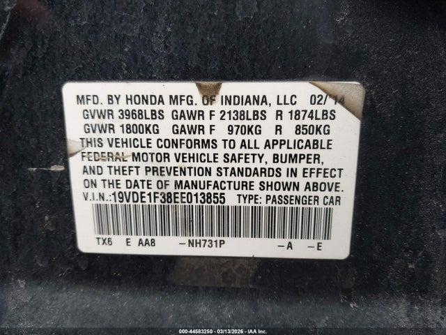 2014 ACURA ILX 19VDE1F38EE013855 Photo 8