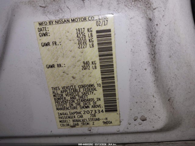 Nissan Altima 2.5 Sr 2017 1N4AL3AP9HC207334 Image 9