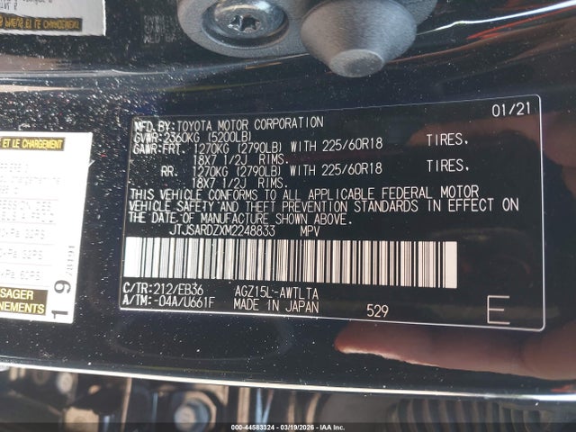 Aukcja sprzedaży 2021 Lexus Nx 300 F Sport, vin: JTJSARDZXM2248833, numer aukcji: 44583324