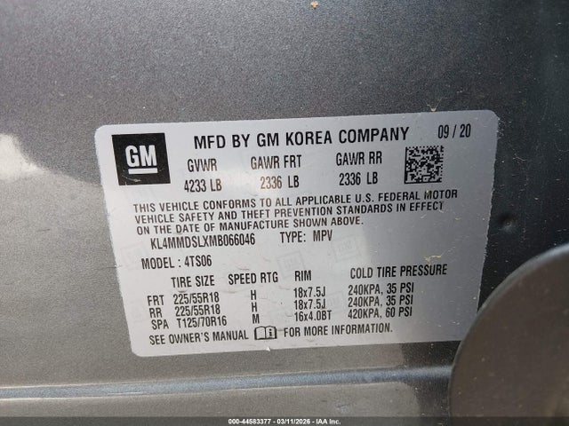 Aukcja sprzedaży 2021 Buick Encore Gx Fwd Select, vin: KL4MMDSLXMB066046, numer aukcji: 44583377