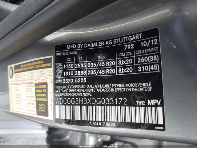 Продаж на аукціоні авто 2013 Mercedes-benz Glk 350, vin: WDCGG5HBXDG033172, номер лоту: 44583422