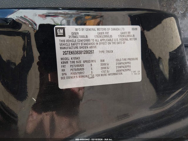 Aukcja sprzedaży 2008 Gmc Sierra 1500 Denali, vin: 2GTEK638381286267, numer aukcji: 44583442
