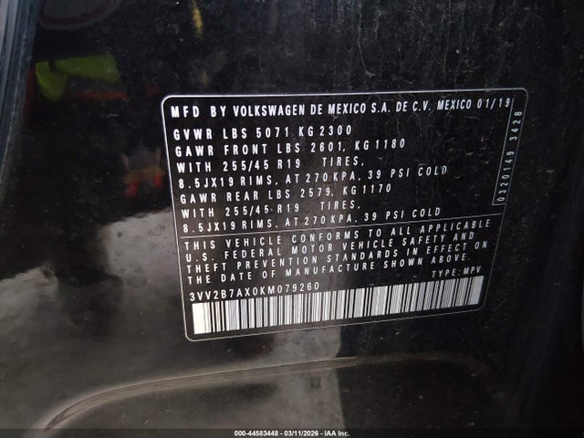 Volkswagen Tiguan 2019 3VV2B7AX0KM079260 Image 9
