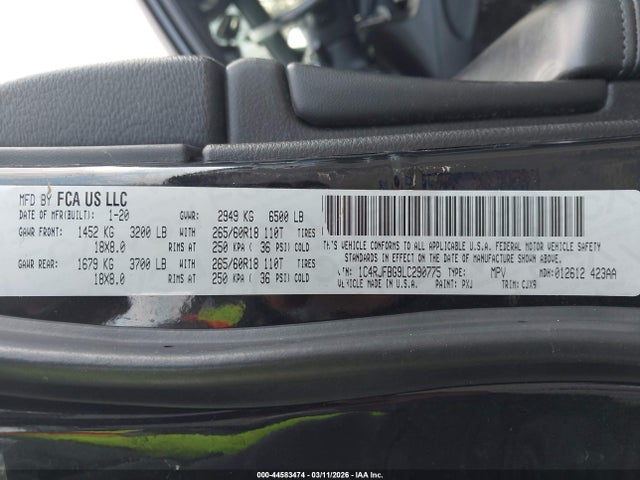 Aukcja sprzedaży 2020 Jeep Grand Cherokee Limited 4x4, vin: 1C4RJFBG9LC290775, numer aukcji: 44583474