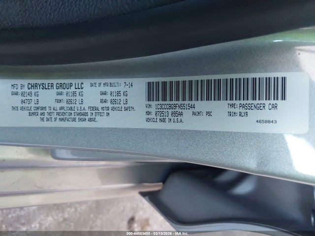 44583485 :رقم المزاد ، 1C3CCCBG9FN551544 vin ، 2015 Chrysler 200 S مزاد بيع
