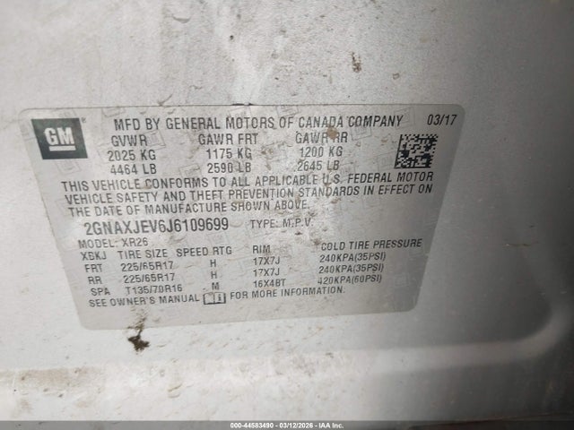 Chevrolet EQUINOX LT 2018 2GNAXJEV6J6109699 Image 9