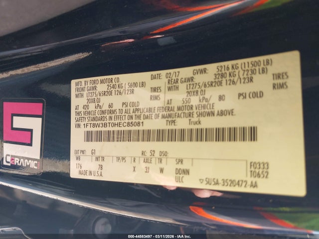 Продаж на аукціоні авто 2017 Ford F-350 Platinum, vin: 1FT8W3BT0HEC85081, номер лоту: 44583497