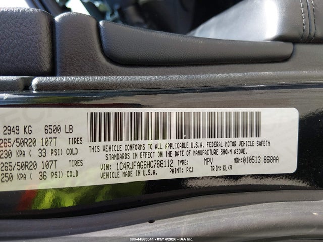 1C4RJFAG6HC768112 Jeep Grand Cherokee Altitude 4x4