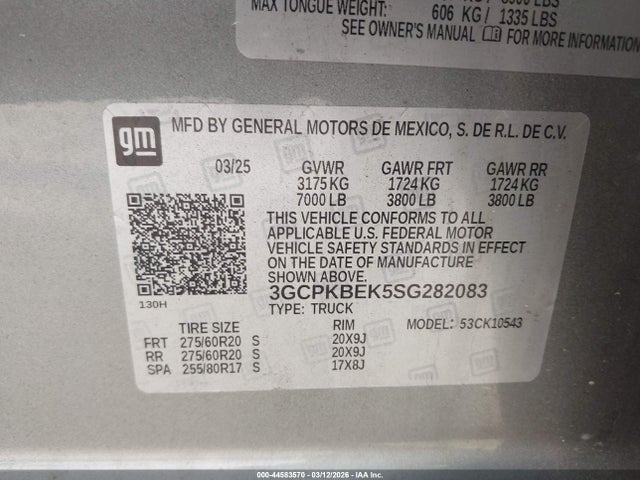 3GCPKBEK5SG282083 Chevrolet Silverado 1500 4wd Short Bed Custom