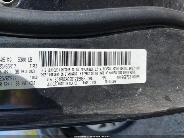 2013 Dodge Journey American Value Pkg მანქანა იყიდება აუქციონზე, vin: 3C4PDCAB3DT715867, აუქციონის ნომერი: 44583582