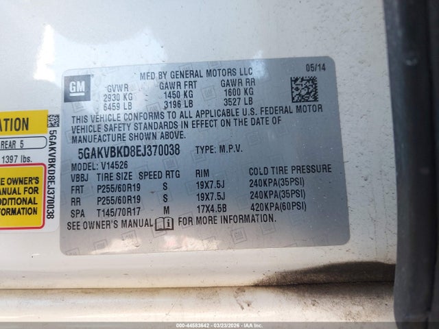 Продажа на аукционе авто 2014 Buick Enclave Leather, vin: 5GAKVBKD8EJ370038, номер лота: 44583642