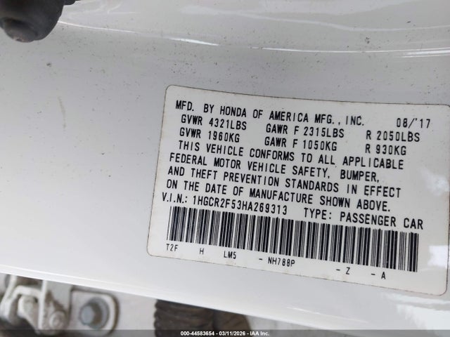 1HGCR2F53HA269313 Honda Accord Sport