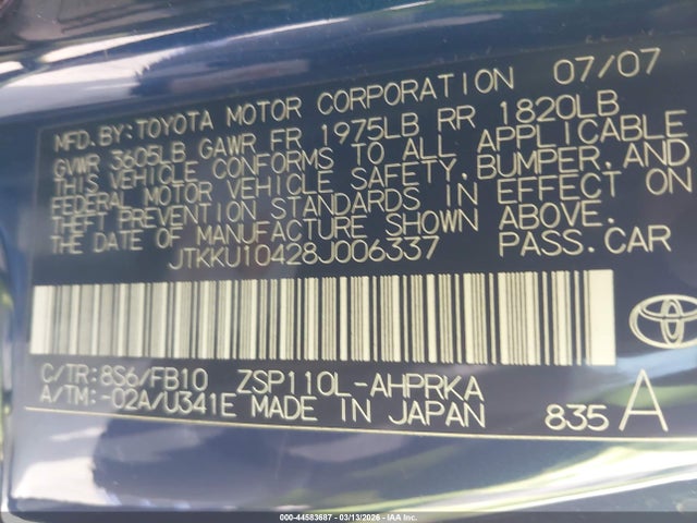 Продаж на аукціоні авто 2008 Scion Xd, vin: JTKKU10428J006337, номер лоту: 44583687