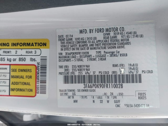 2015 FORD FUSION 3FA6P0K90FR110028 Photo 8
