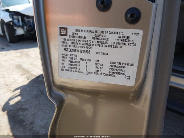 Продажа на аукционе авто 2004 Gmc Sierra 1500 Sle, vin: 2GTEK19T141219336, номер лота: 44583775