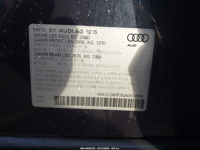 WA1L2AFP3GA092866 Audi Q5 2.0t Premium