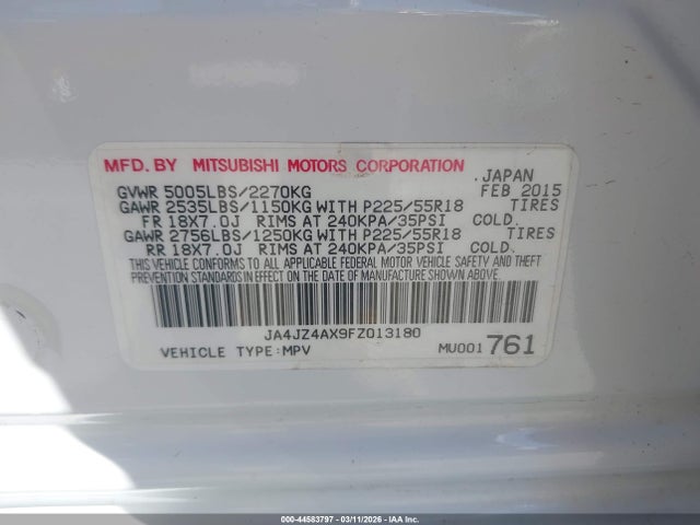 2015 MITSUBISHI OUTLANDER JA4JZ4AX9FZ013180 Photo 8
