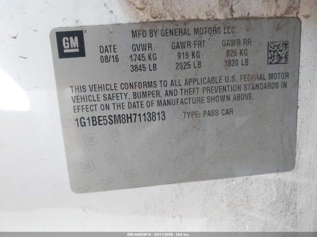 1G1BE5SM8H7113813 Chevrolet Cruze Lt Auto