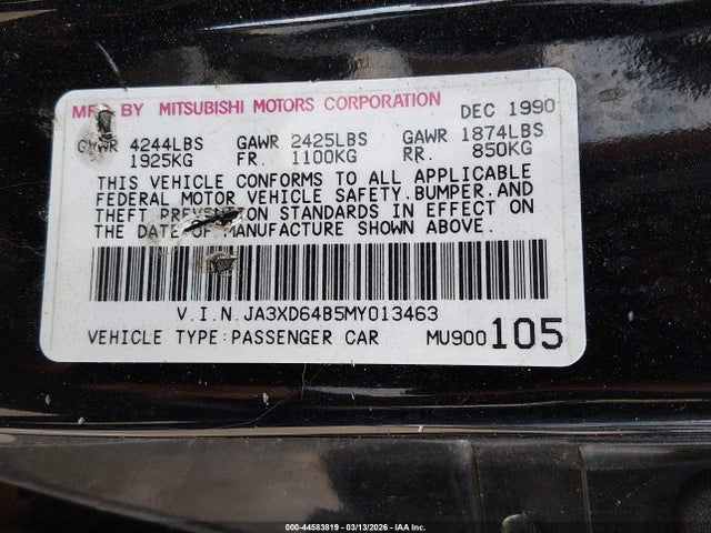 Aukcja sprzedaży 1991 Mitsubishi 3000 Gt Sl, vin: JA3XD64B5MY013463, numer aukcji: 44583819