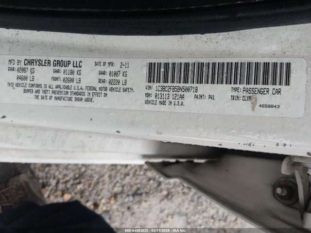 Aukcja sprzedaży 2011 Chrysler 200 Limited, vin: 1C3BC2FB5BN500718, numer aukcji: 44583822