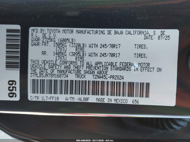 Toyota Tacoma Sr5 2025 3TMLB5JN7SM168734 Image 9