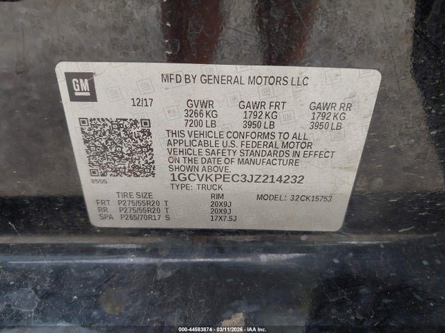 Aukcja sprzedaży 2018 Chevrolet Silverado 1500 Custom, vin: 1GCVKPEC3JZ214232, numer aukcji: 44583874