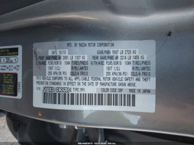 Aukcja sprzedaży 2011 Mazda Cx-9 Sport, vin: JM3TB3BVXB0305324, numer aukcji: 44583875