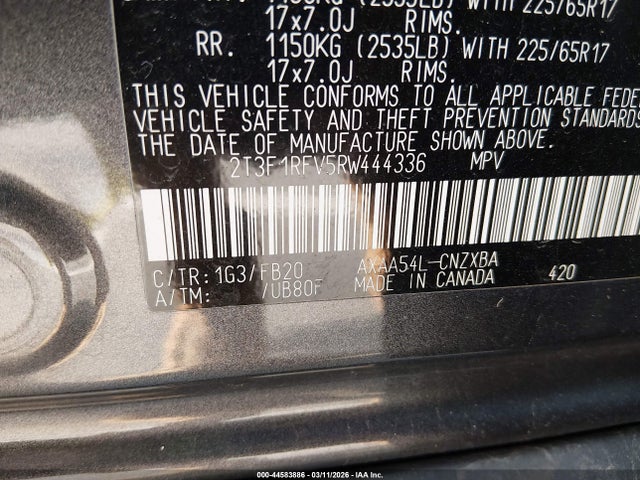 Продажа на аукционе авто 2024 Toyota Rav4 Le, vin: 2T3F1RFV5RW444336, номер лота: 44583886