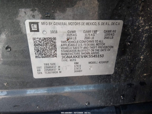 2019 CHEVROLET EQUINOX 3GNAXKEV4KS545153 Photo 8