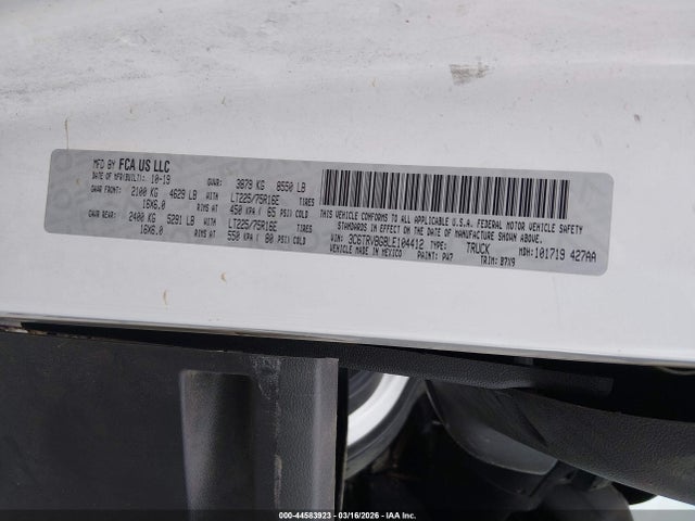 Продажа на аукционе авто 2020 Ram Promaster 1500 High Roof 136 Wb, vin: 3C6TRVBG8LE104412, номер лота: 44583923