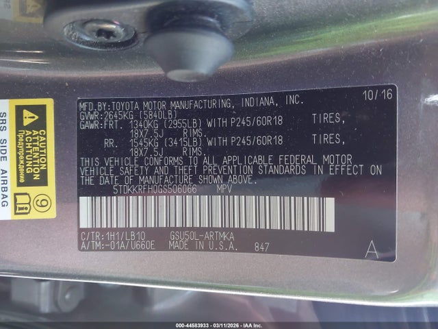 2016 TOYOTA HIGHLANDER 5TDKKRFH0GS506066 Photo 8