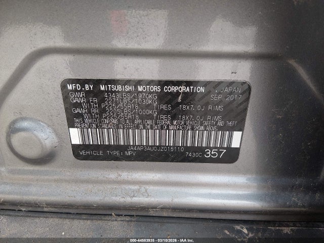 2018 MITSUBISHI OUTLANDER SPORT JA4AP3AU0JZ015110 Photo 8