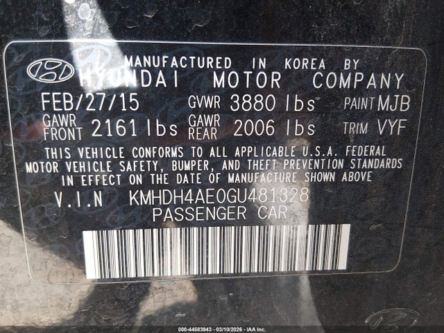 Hyundai ELANTRA SE 2016 KMHDH4AE0GU481328 Image 9