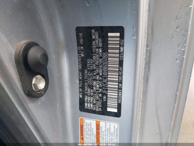 Aukcja sprzedaży 2017 Subaru Brz Limited, vin: JF1ZCAC14H8600788, numer aukcji: 44583948