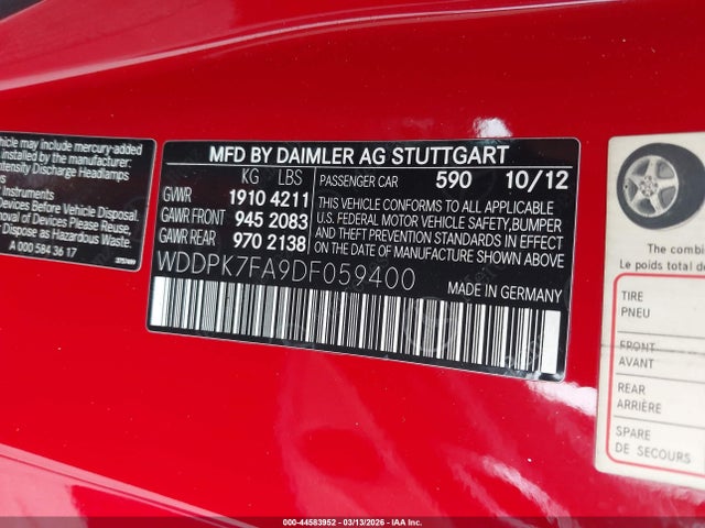 2013 MERCEDES-BENZ SLK 55 AMG WDDPK7FA9DF059400 Photo 8