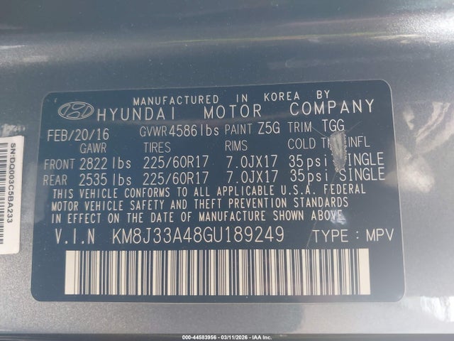 Hyundai TUCSON SE 2016 KM8J33A48GU189249 Image 9