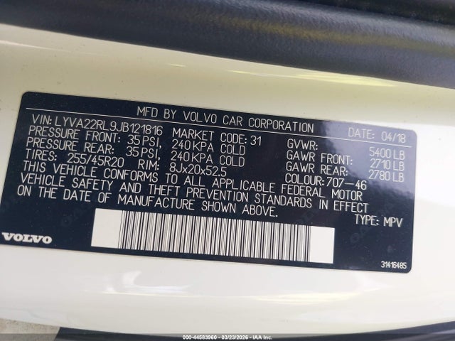 2018 VOLVO XC60 LYVA22RL9JB121816 Photo 8