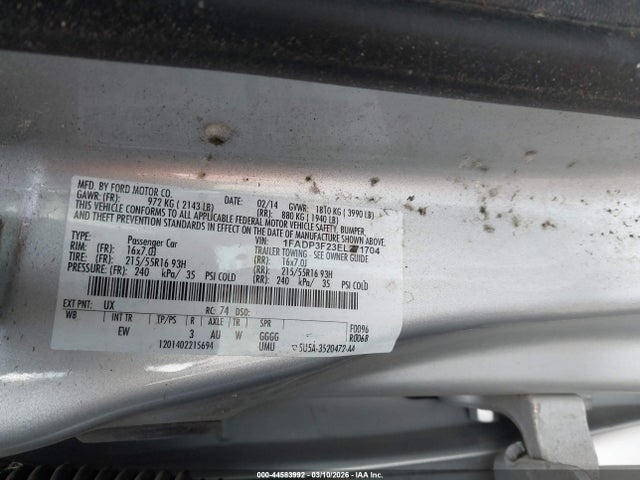Ford FOCUS SE 2014 1FADP3F23EL271704 Image 9