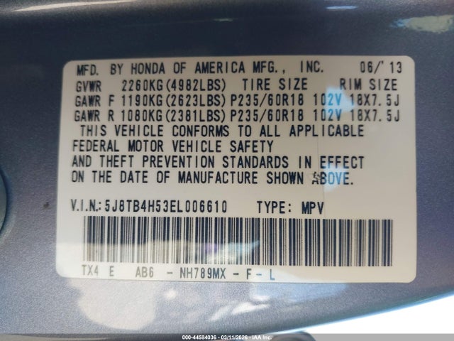 5J8TB4H53EL006610 Acura RDX