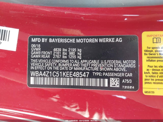 2019 BMW 430I WBA4Z1C51KEE48547 Photo 8