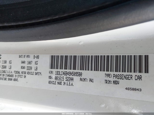 Продажа на аукционе авто 2009 Dodge Avenger Se/sxt, vin: 1B3LC46B49N509580, номер лота: 44584058