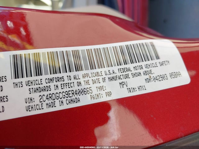 2C4RDGCG9ER400665 Dodge Grand Caravan Sxt