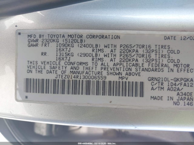2003 TOYOTA 4RUNNER JTEZU14R130006559 Photo 8